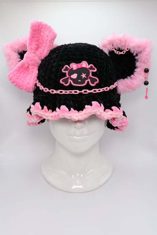 Skull Bucket hat ( removable bow)